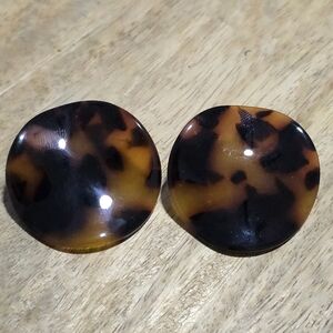 Tortoise Shell Button Earrings